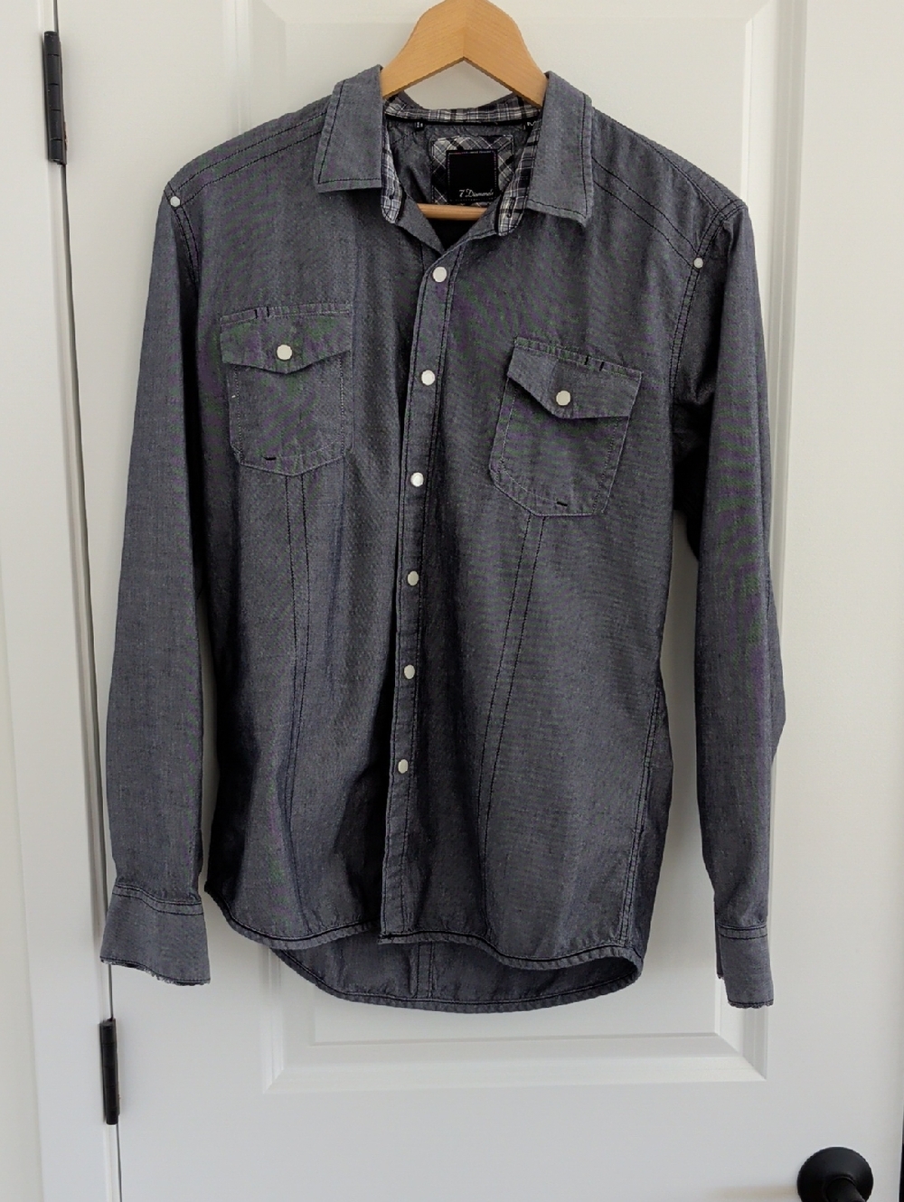 7 Diamonds Men's Charcoal Gray Long Sleeve Button-Down Shirt